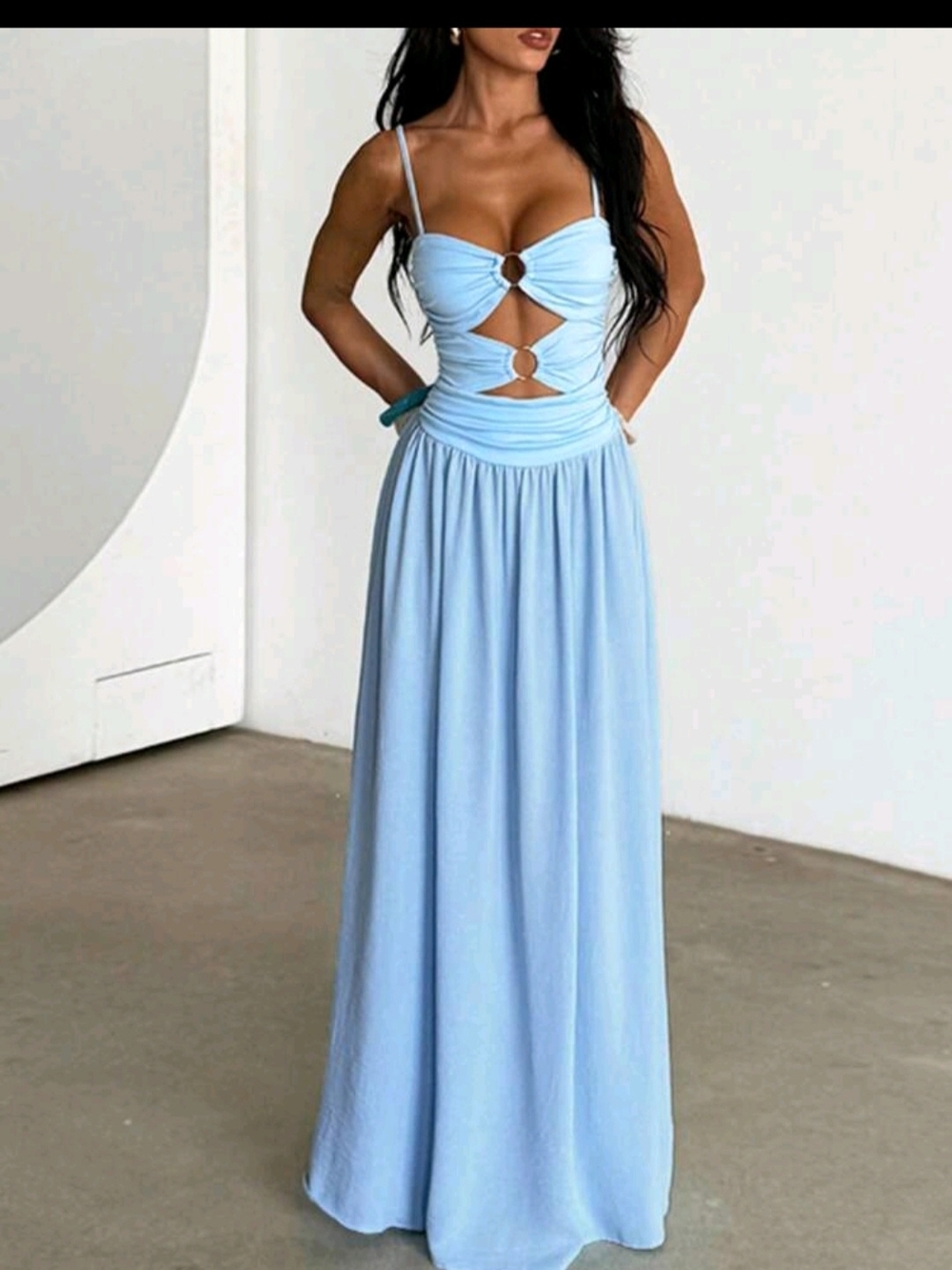 Light Blue Cutout Maxi Dress - Women - Picture 2 of 5